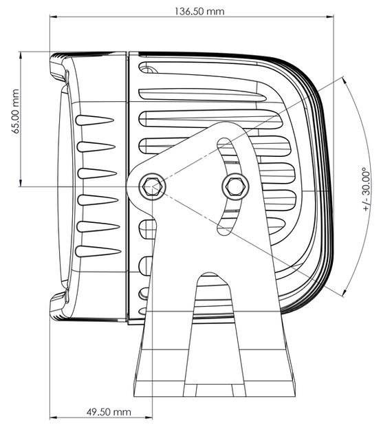 TYRI 1323 JLD-005 niezwykle mocna lampa robocza LED ze światłem szerokim symetrycznym.